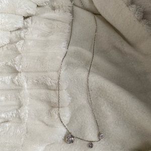 Brand NEW STERLING SILVER triple diamond necklace